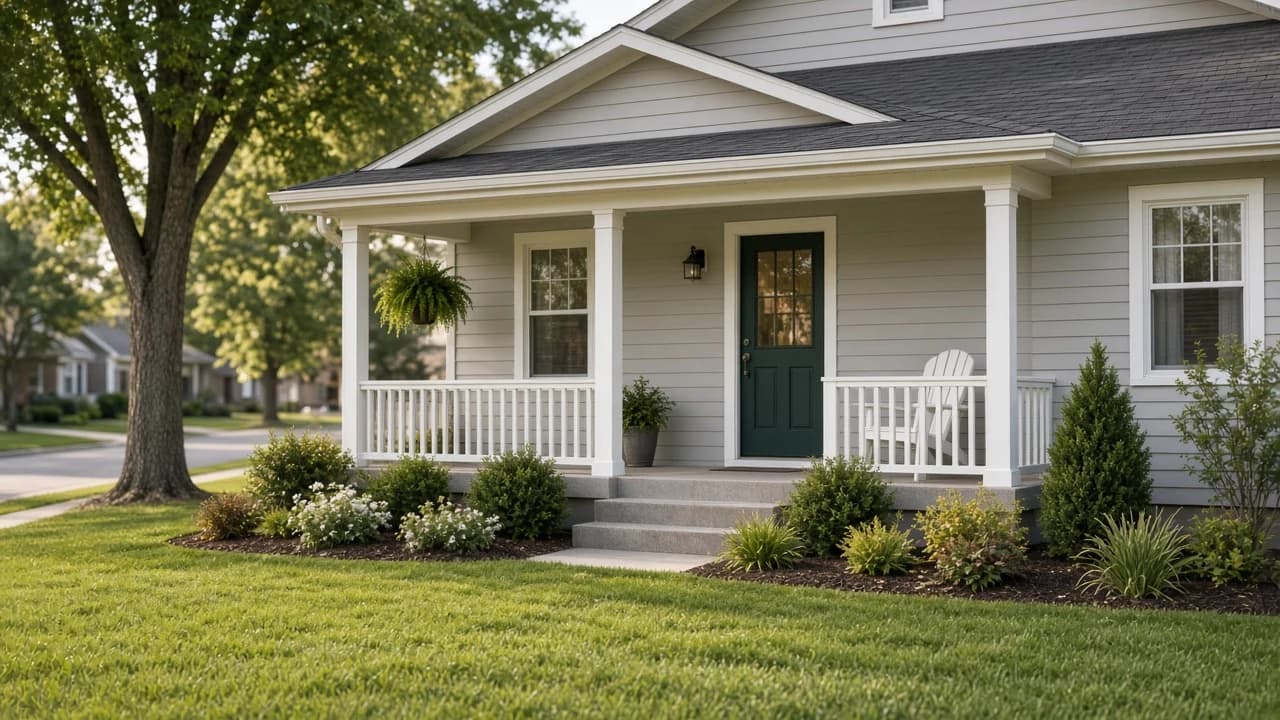 Well-kept Midwestern home porch